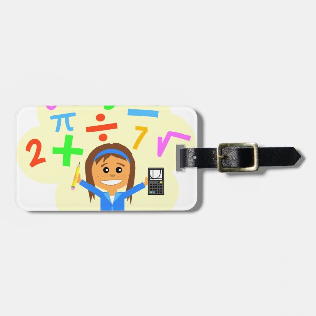 Mathe-Mädchen-Cartoon Gepäckanhänger (Vorderseite horizontal)