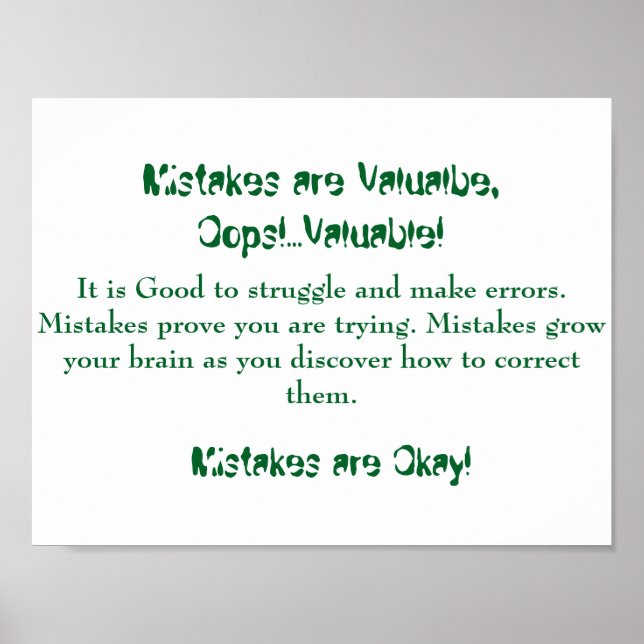 Mathe Mindsets Poster-Mistakes sind gut Poster (Vorne)