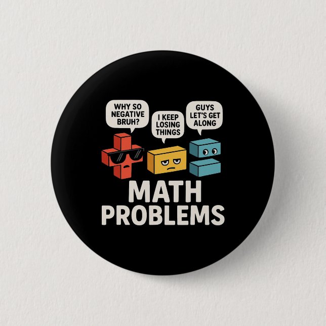 Mathe-Problem-Symbole Lustiger Lehrer Zurück Zur S Button (Vorderseite)