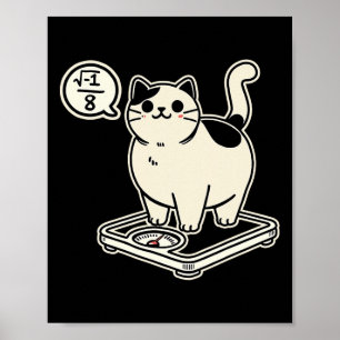Mathe Pun Cat I Overate I Over 8 Funny Mathe Lehre Poster