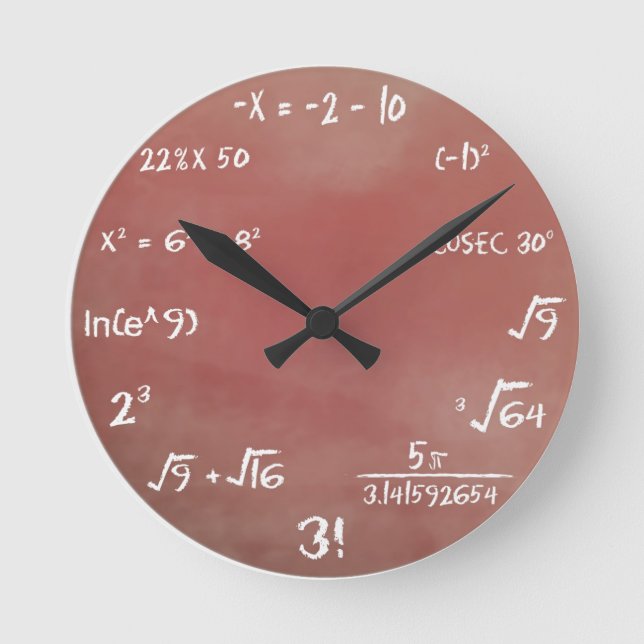 Mathe-Quiz-Uhr - Brown-Medium Runde Wanduhr (Vorderseite)