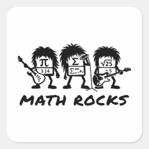 Mathe Rocks Akademischer Rockband Humor Quadratischer Aufkleber