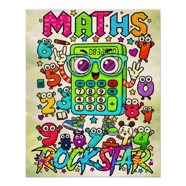 Mathe-Rockstar Süßes Rechner-Design Poster (Vorderseite)