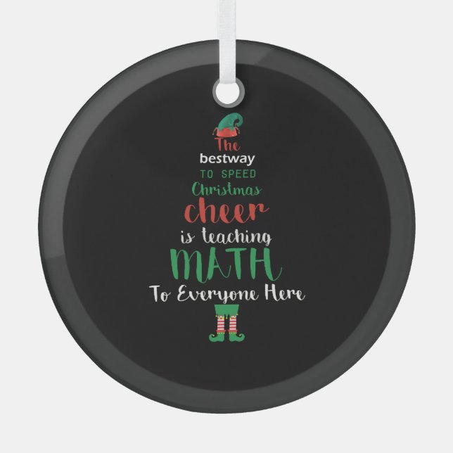 Mathe Teacher Christmas Elf Geschenkdesign Ornament Aus Glas (Vorderseite)