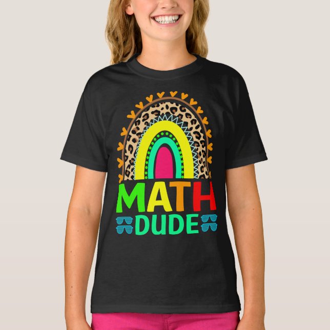 Mathe Typ Regenbogen Leopard zurück zum T - Shirt  (Vorderseite)