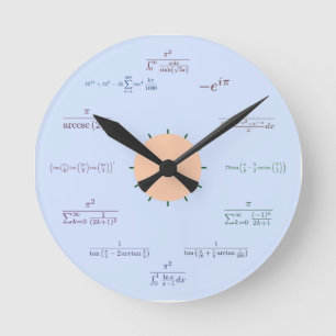Mathe-Uhr (blau) Runde Wanduhr