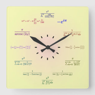 Mathe-Uhr (Gelb-Pfirsich Steigung) Quadratische Wanduhr