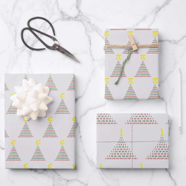 Mathe-Weihnachtsbäume Geschenkpapier Set (Vorderseite)