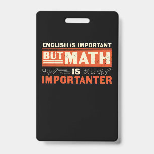 Mathelehrer Mathe ist wichtiger Ausweis