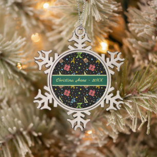 Mathelehrer - Mathematische Symbole Muster Schneef Schneeflocken Zinn-Ornament