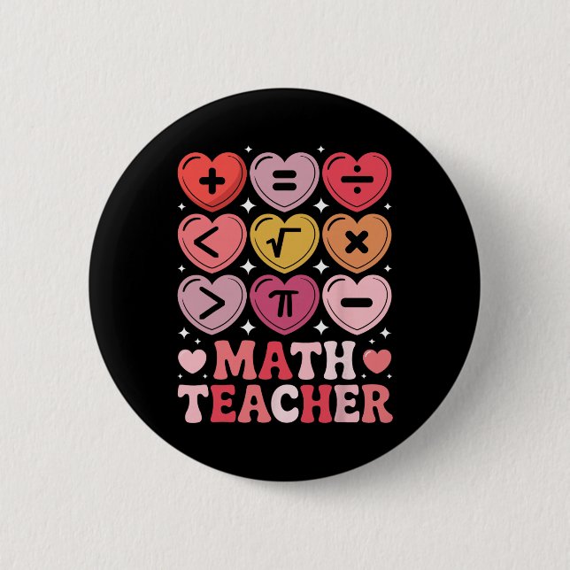Mathelehrer Valentinstag Mathe-Operationssymbol Button (Vorderseite)