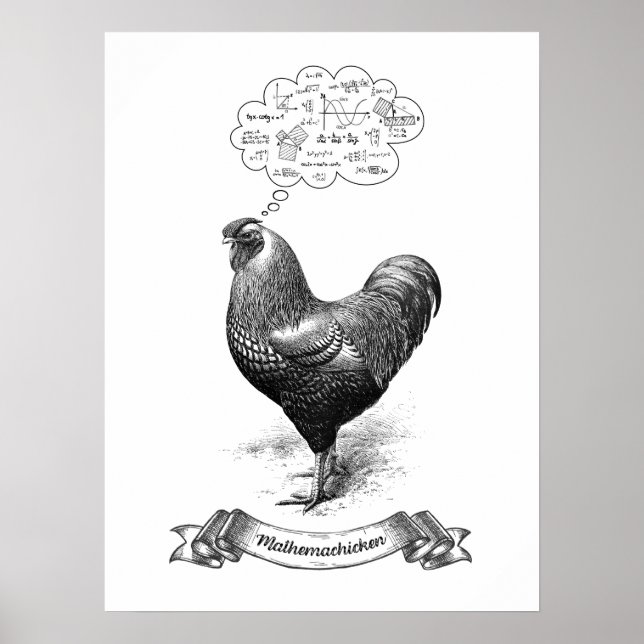 Mathemachicken Funny Math Chicken Pun Joke Poster (Vorne)