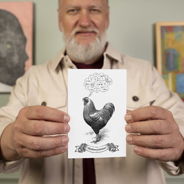 Mathemachicken Funny Math Chicken Pun Joke Postkarte (Von Creator hochgeladen)