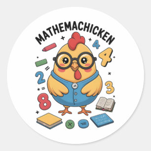 Mathemachicken Lustiger Mathematik-Lehrer Hühner-W Runder Aufkleber