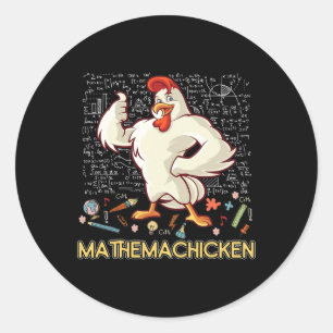 Mathemachicken Math Lover Funny Chicken Runder Aufkleber