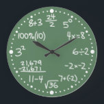 Mathematical Equations Clock with Minuten Große Wanduhr<br><div class="desc">This fun and whimsical custom wall clock is perfect for math lovers. Your arithmetic! The clock has mathematical equations instead of numbers. There is some addiert, subtraktion, vermehrt, division, division, percentages, fraktionen, algebra, square root and powers. They look like white chalk written wir haben green chalkboard. The clock has white...</div>