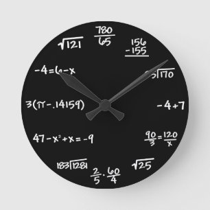 Mathematics Chalkboard Clock - Mathematician Runde Wanduhr