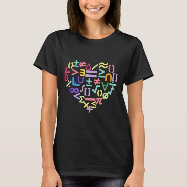 Mathematics Symbols Heart Fun Valentinstag Math T-Shirt (Vorderseite)