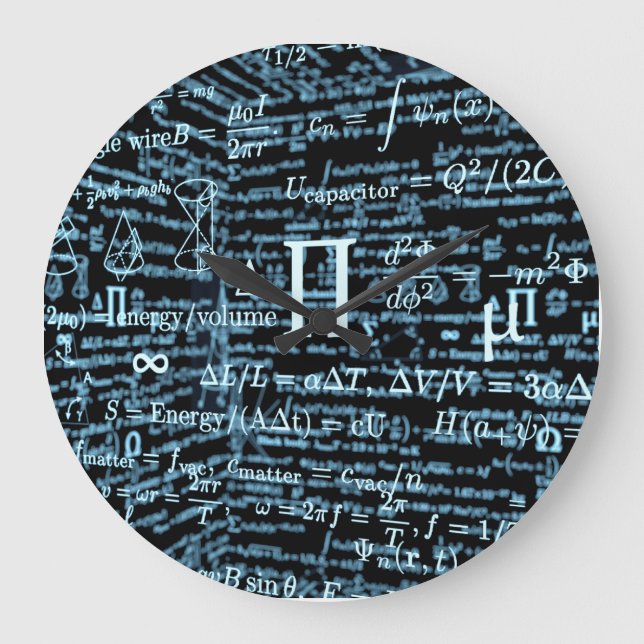 Mathematik Algebra Design Große Wanduhr (Vorderseite)