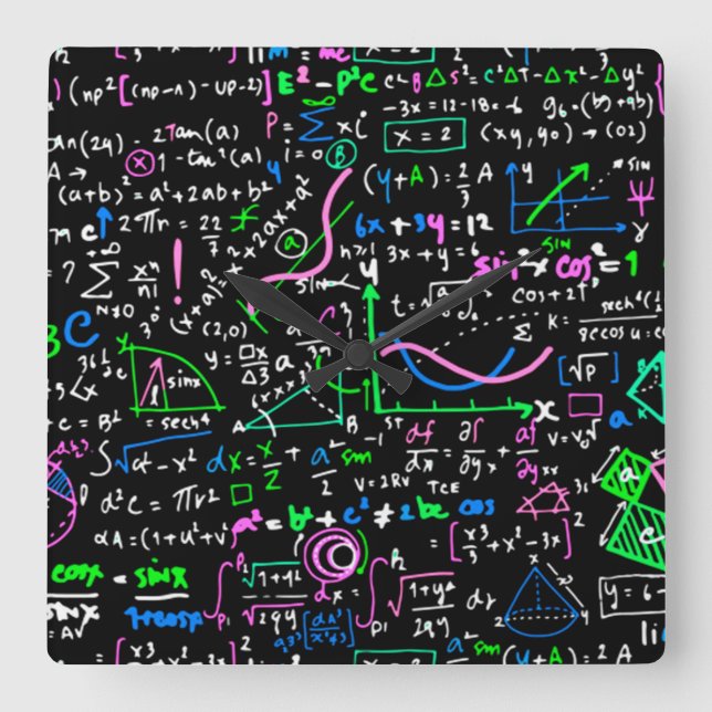 Mathematik-Bildung Quadratische Wanduhr (Vorderseite)