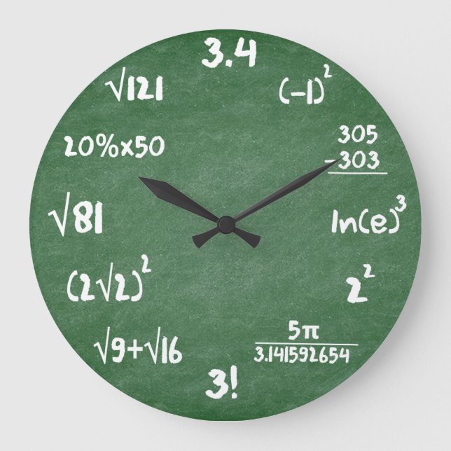 Mathematik Green Slate Mathematik Wall Clock Große Wanduhr (Vorderseite)