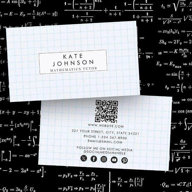 Mathematik Lehrer Tutor Graph Lehrer QR Code Visitenkarte (Mathematics Teacher Tutor Graph Teacher QR Code Business Card)