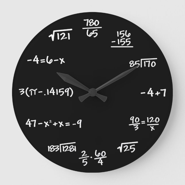 Mathematik Math Chalkboard Clock Große Wanduhr (Vorderseite)