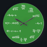 Mathematik Math Chalkboard Wall Clock Große Wanduhr<br><div class="desc">Ein großartiges Geschenk für jeden Mathematiker,  Physiker,  Wissenschaftler,  Computergenies oder Lehrer/Professor. Von Nerds,  Freaks und coolen Leuten gleichermaßen geschätzt!</div>