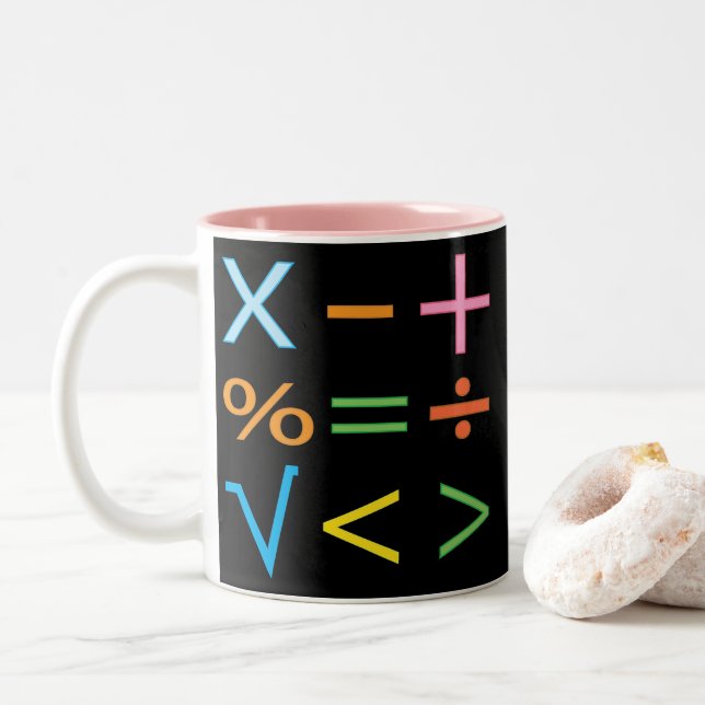 Mathematik Mathematik Symbol Math Zweifarbige Tasse (Mit Donut)