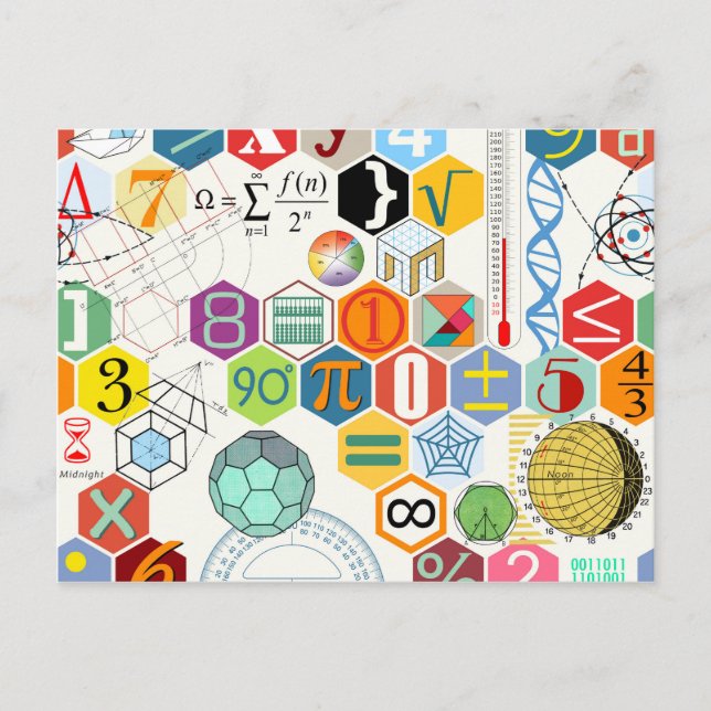 Mathematik (weiß) postkarte (Vorderseite)