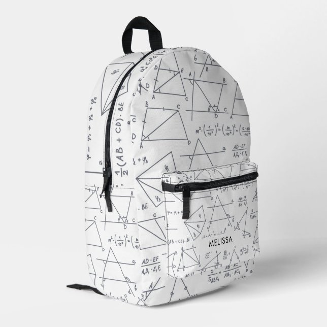 Mathematikberechnungen und -formen Personalisiert Bedruckter Rucksack (Rückseitige Ecke links)