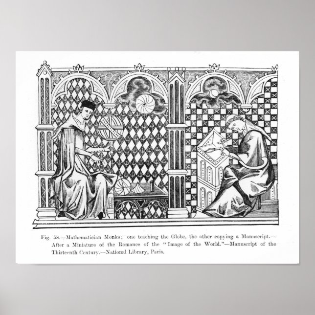 Mathematiker Mönche: Eine lehrt den Globus Poster (Vorne)