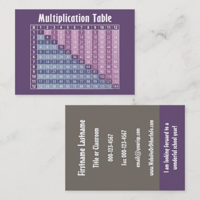 Mathematiklehrer zurück zur Kontaktinformationen d Visitenkarte (Vorne/Hinten)