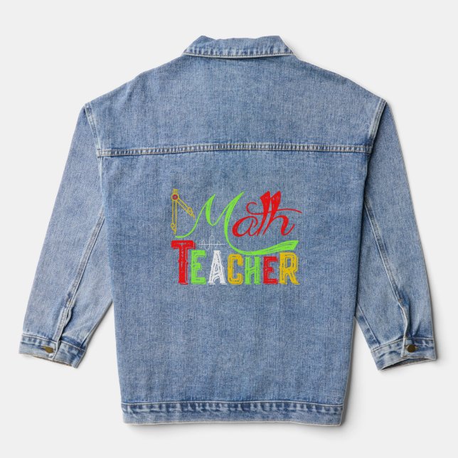 Mathematiklehrer zurück zur Schule Jeansjacke (Rückseite)