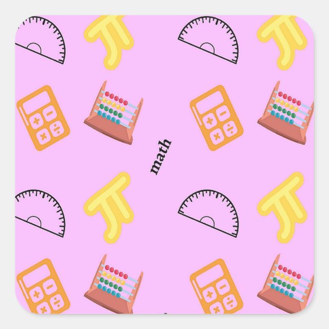 Mathematikmuster auf Rosa Quadratischer Aufkleber (Vorderseite)