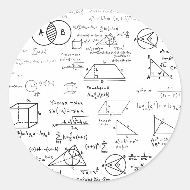 Mathematikmuster Runder Aufkleber (Vorderseite)