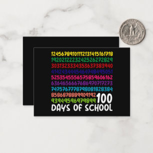 Mathematiknummern 100. Schultag Kinder Mitteilungskarte