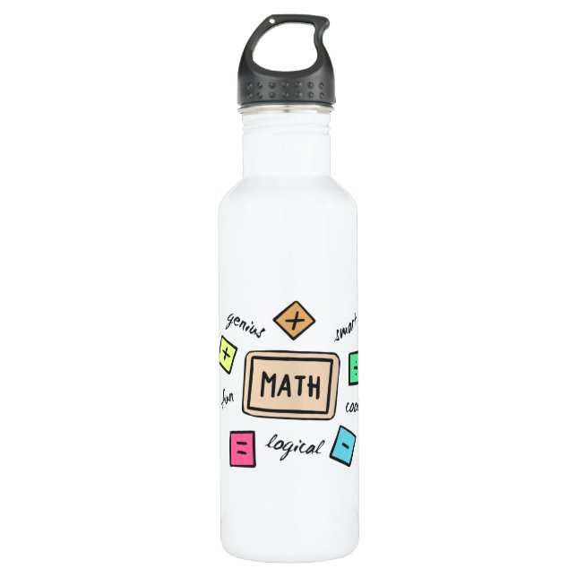 Mathematiksymbole für Studenten und Eltern Edelstahlflasche (Vorderseite)