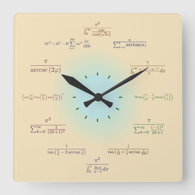 Mathematikuhr Quadratische Wanduhr (Vorderseite)