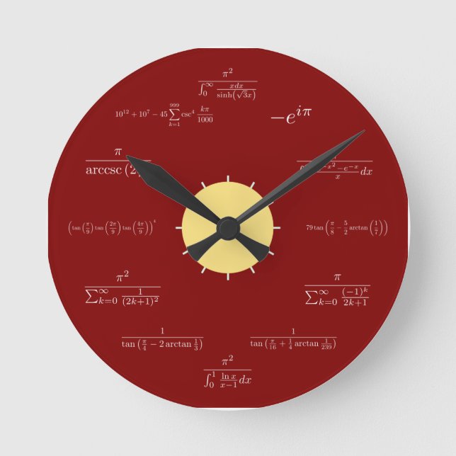 Mathematikuhr (roter Hintergrund) Runde Wanduhr (Vorderseite)