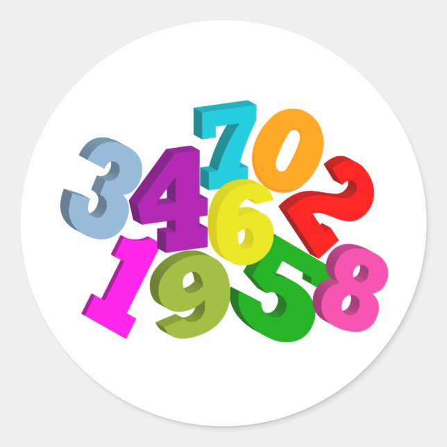 Mathematikzahlen in Farbe Runder Aufkleber (Vorderseite)