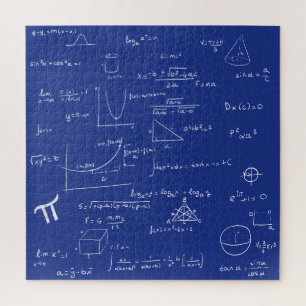 Mathematische Formeln Gleichungen Blau und Weiß Puzzle