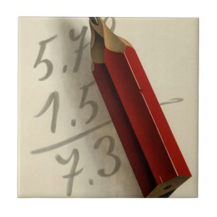 Mathematische Gleichung mit rotem Bleistift, Vinta Fliese