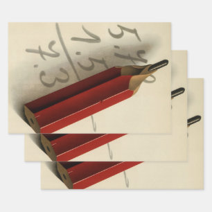 Mathematische Gleichung mit rotem Bleistift, Vinta Geschenkpapier Set