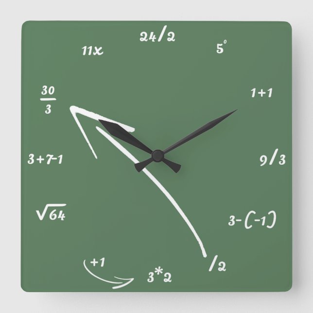Mathematische Gleichungen Quadratische Wanduhr (Vorderseite)