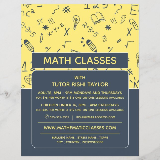 Mathematisches Icon Design, Math Classes Werbung Flyer (Vorne)