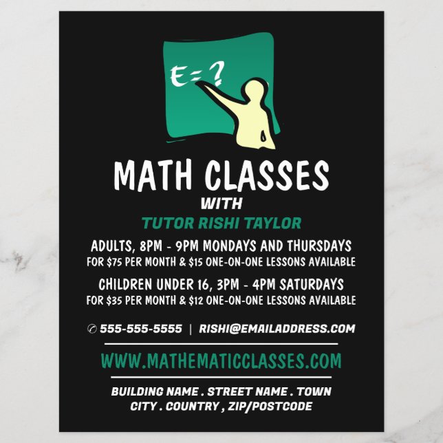 Mathematisches Logo, Math Classes-Werbung Flyer (Vorne)