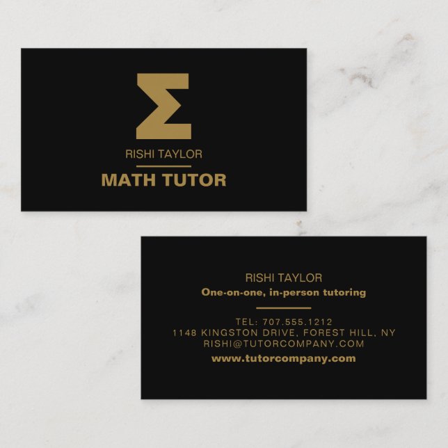 Mathematisches Sigma-Symbol, Math Tutor, Lehrer Visitenkarte (Vorne/Hinten)