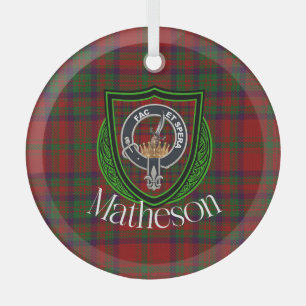 Matheson-Schottischer-Clan-Tartan & -Wappen Ornament Aus Glas