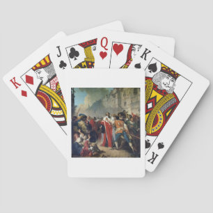 Mathieu Mole wird von der Pariser Menschenmenge ge Spielkarten